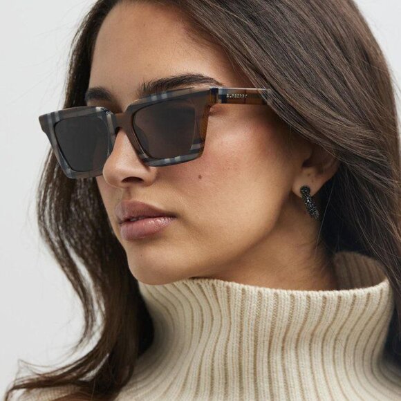 Burberry BE4392U 396673 Sunglasses Check Brown Frame, Brown Lenses main image 8